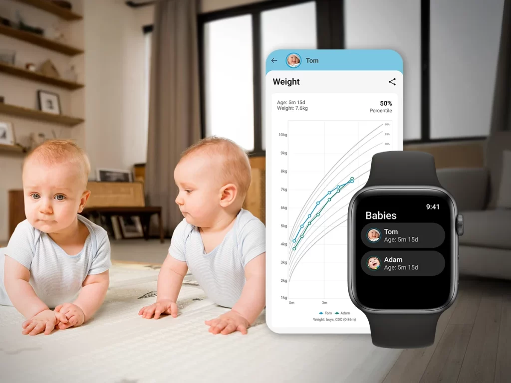 Tracking newborn twins with the Baby Daybook app